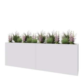Oceľový kvetináč XXL - Obdĺžnik - 240 x 40 x 80 cm - RAL9010 matný (biela) - So spodnou doskou