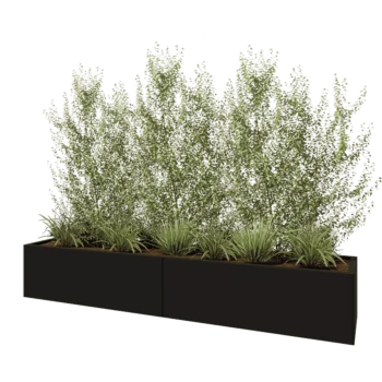 Oceľový kvetináč XXL - Obdĺžnik - 240 x 50 x 40 cm - RAL9005 matný (čierny) - So spodnou doskou