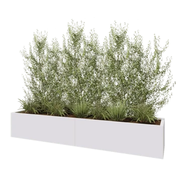 Oceľový kvetináč XXL - Obdĺžnik - 240 x 50 x 40 cm - RAL9010 matný (biela) - So spodnou doskou
