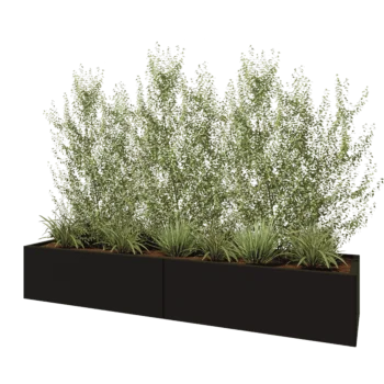 Oceľový kvetináč XXL - Obdĺžnik - 240 x 60 x 40 cm - RAL9005 matný (čierny) - Bez spodnej dosky