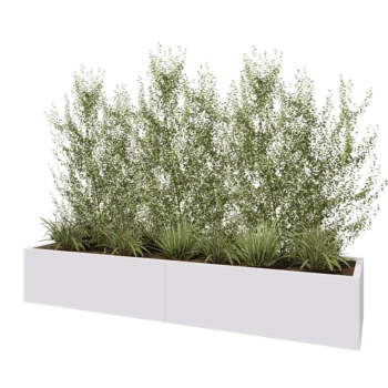 Oceľový kvetináč XXL - Obdĺžnik - 240 x 60 x 40 cm - RAL9010 matný (biela) - So spodnou doskou