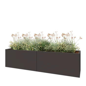 Oceľový kvetináč XXL - Obdĺžnik - 240 x 60 x 60 cm - Iná farba RAL - So spodnou doskou