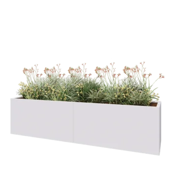 Oceľový kvetináč XXL - Obdĺžnik - 240 x 60 x 60 cm - RAL9010 matný (biela) - Bez spodnej dosky