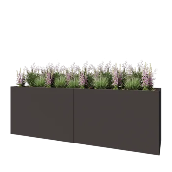 Oceľový kvetináč XXL - Obdĺžnik - 240 x 60 x 80 cm - Iná farba RAL - Bez spodnej dosky