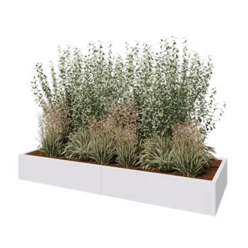 Oceľový kvetináč XXL - Obdĺžnik - 240 x 80 x 30 cm - RAL9010 matný (biela) - So spodnou doskou