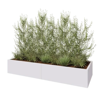 Oceľový kvetináč XXL - Obdĺžnik - 240 x 80 x 40 cm - RAL9010 matný (biela) - So spodnou doskou