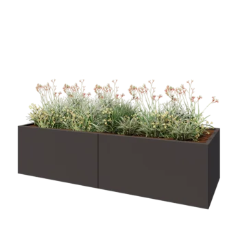 Oceľový kvetináč XXL - Obdĺžnik - 240 x 80 x 60 cm - Iná farba RAL - So spodnou doskou