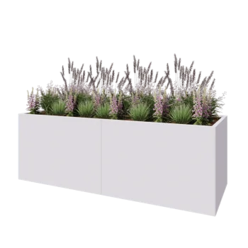 Oceľový kvetináč XXL - Obdĺžnik - 240 x 80 x 80 cm - RAL9010 matný (biela) - Bez spodnej dosky