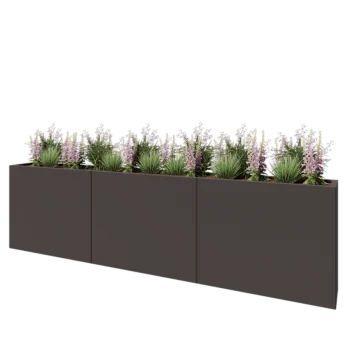 Oceľový kvetináč XXL - Obdĺžnik - 300 x 30 x 80 cm - RAL7016 matný (antracitová sivá) - Bez spodnej dosky