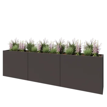 Oceľový kvetináč XXL - Obdĺžnik - 300 x 40 x 80 cm - RAL7016 matný (antracitová sivá) - Bez spodnej dosky