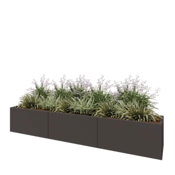 Oceľový kvetináč XXL - Obdĺžnik - 300 x 50 x 50 cm - RAL7016 matný (antracitová sivá) - So spodnou doskou