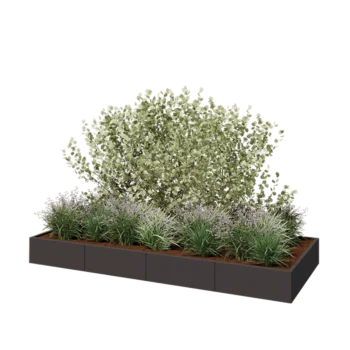 Oceľový kvetináč XXL - Obdĺžnik - 320 x 120 x 30 cm - Iná farba RAL - Bez spodnej dosky