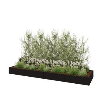 Oceľový kvetináč XXL - Obdĺžnik - 400 x 100 x 30 cm - RAL9005 matný (čierny) - Bez spodnej dosky