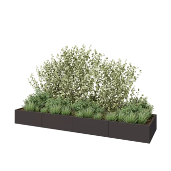 Oceľový kvetináč XXL - Obdĺžnik - 400 x 100 x 40 cm - Iná farba RAL - Bez spodnej dosky