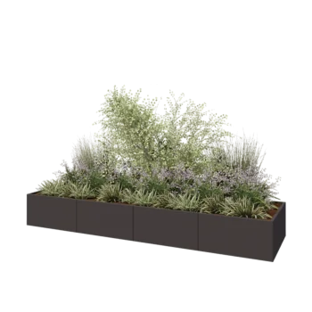 Oceľový kvetináč XXL - Obdĺžnik - 400 x 100 x 50 cm - Iná farba RAL - Bez spodnej dosky