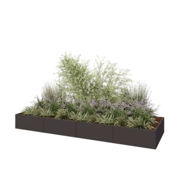 Oceľový kvetináč XXL - Obdĺžnik - 400 x 120 x 40 cm - Iná farba RAL - Bez spodnej dosky