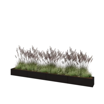 Oceľový kvetináč XXL - Obdĺžnik - 400 x 30 x 30 cm - RAL9005 matný (čierny) - Bez spodnej dosky