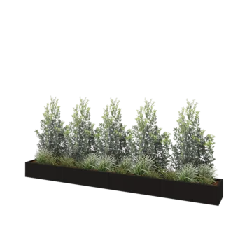 Oceľový kvetináč XXL - Obdĺžnik - 400 x 40 x 30 cm - RAL9005 matný (čierny) - Bez spodnej dosky