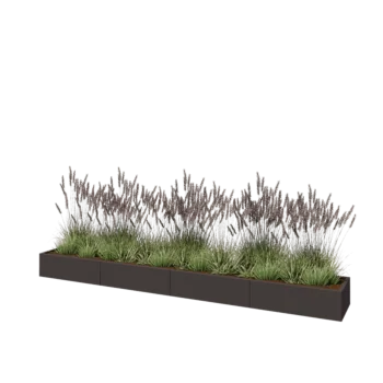 Oceľový kvetináč XXL - Obdĺžnik - 400 x 50 x 30 cm - RAL7016 matný (antracitová sivá) - Bez spodnej dosky