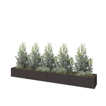 Oceľový kvetináč XXL - Obdĺžnik - 400 x 50 x 40 cm - Iná farba RAL - Bez spodnej dosky