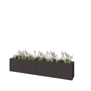 Oceľový kvetináč XXL - Obdĺžnik - 400 x 60 x 80 cm - RAL7016 matný (antracitová sivá) - Bez spodnej dosky