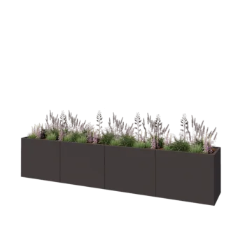 Oceľový kvetináč XXL - Obdĺžnik - 400 x 60 x 80 cm - Iná farba RAL - Bez spodnej dosky