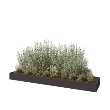 Oceľový kvetináč XXL - Obdĺžnik - 400 x 80 x 30 cm - RAL7016 matný (antracitová sivá) - Bez spodnej dosky