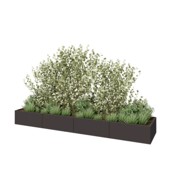 Oceľový kvetináč XXL - Obdĺžnik - 400 x 80 x 40 cm - Iná farba RAL - Bez spodnej dosky