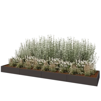 Oceľový kvetináč XXL - Obdĺžnik - 480 x 100 x 30 cm - Iná farba RAL - Bez spodnej dosky