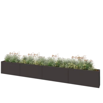 Oceľový kvetináč XXL - Obdĺžnik - 480 x 30 x 60 cm - Iná farba RAL - So spodnou doskou