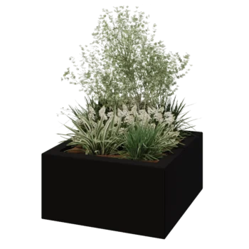 Kvetináč zo sklolaminátu - Štvorec - 80 x 80 x 40 cm - RAL9005 matná (čierna) - S dnom
