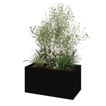 Kvetináč zo sklolaminátu - Obdĺžnik - 80 x 40 x 40 cm - RAL9005 matná (čierna) - S dnom