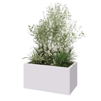 Kvetináč zo sklolaminátu - Obdĺžnik - 80 x 40 x 40 cm - RAL9010 matná (biela) - S dnom