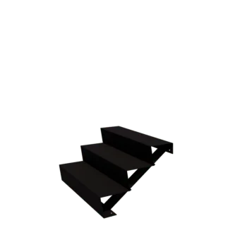 Oceľové záhradné schody - 3-stupne - 72 x 100 x 51 cm - RAL9005 matný (čierny)