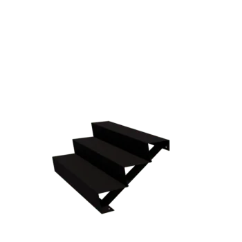 Oceľové záhradné schody - 3-stupne - 72 x 120 x 51 cm - RAL9005 matný (čierny)