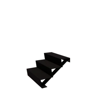 Oceľové záhradné schody - 3-stupne - 72 x 80 x 51 cm - RAL9005 matný (čierny)